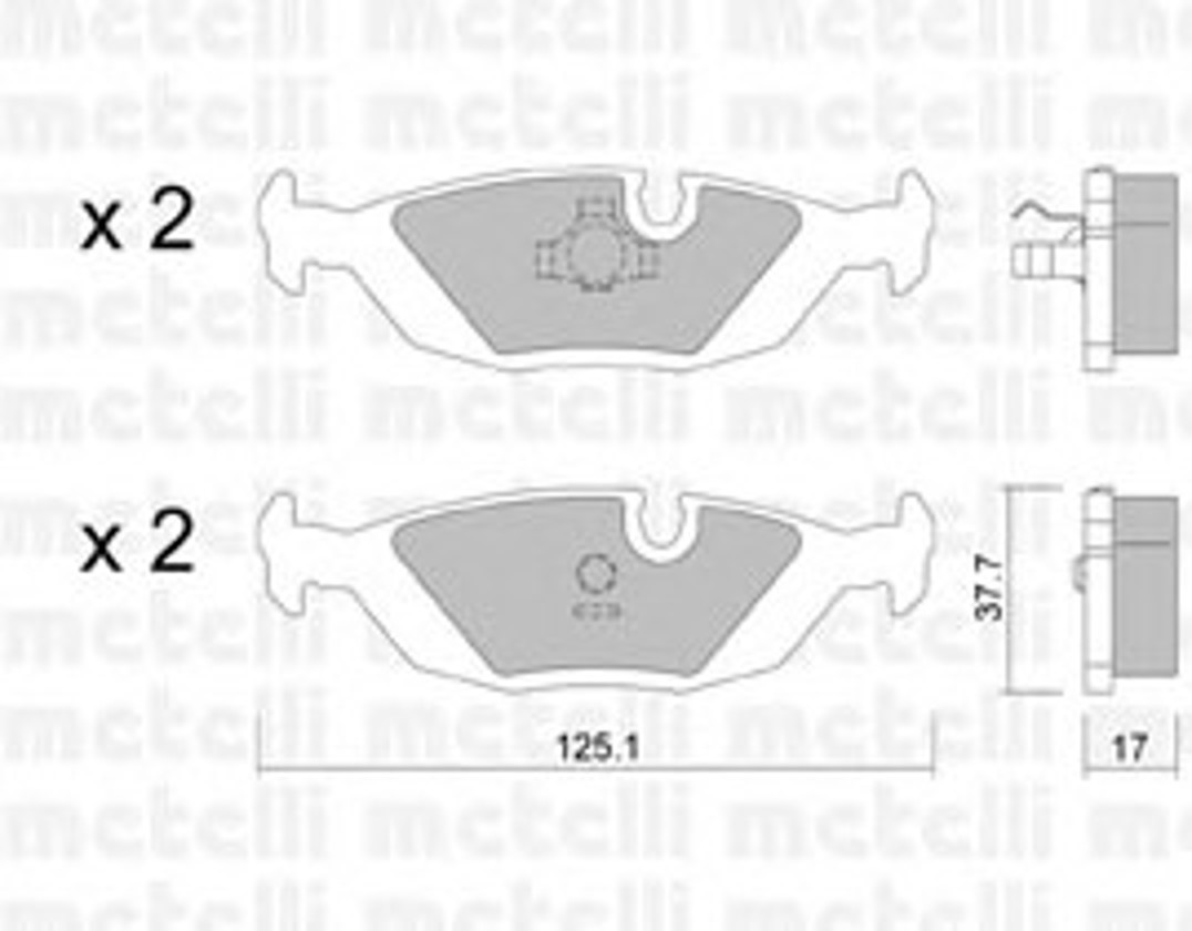 Комплект тормозных колодок дисковый тормоз METELLI 22-0070-1