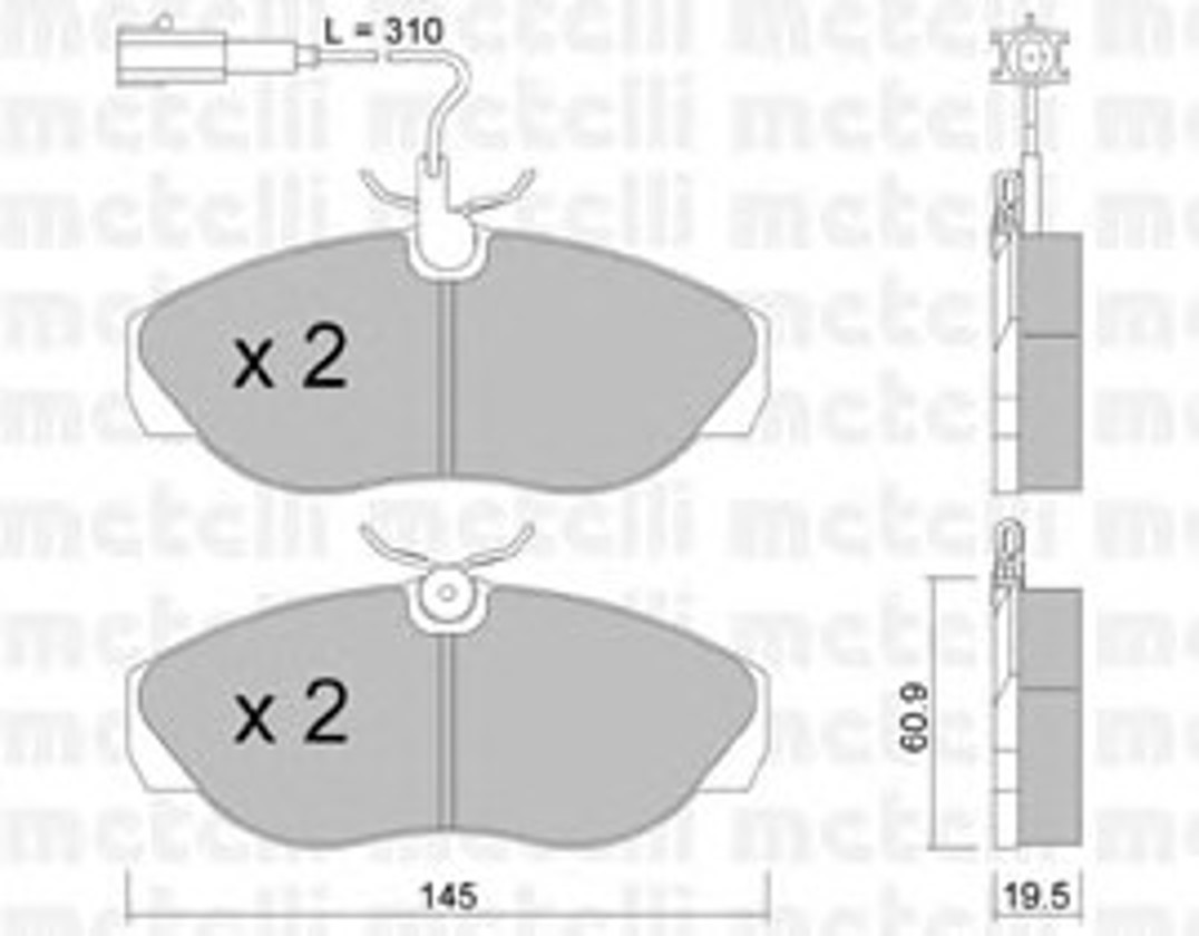 Комплект тормозных колодок дисковый тормоз METELLI 22-0154-1