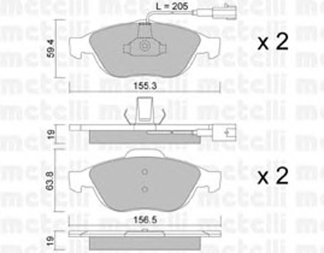 Комплект тормозных колодок дисковый тормоз METELLI 22-0220-0