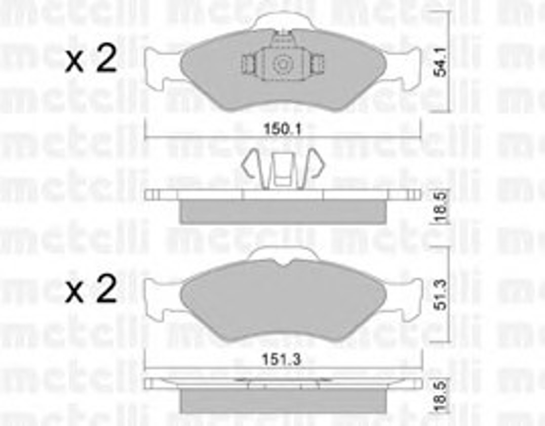 Комплект тормозных колодок дисковый тормоз METELLI 22-0315-0