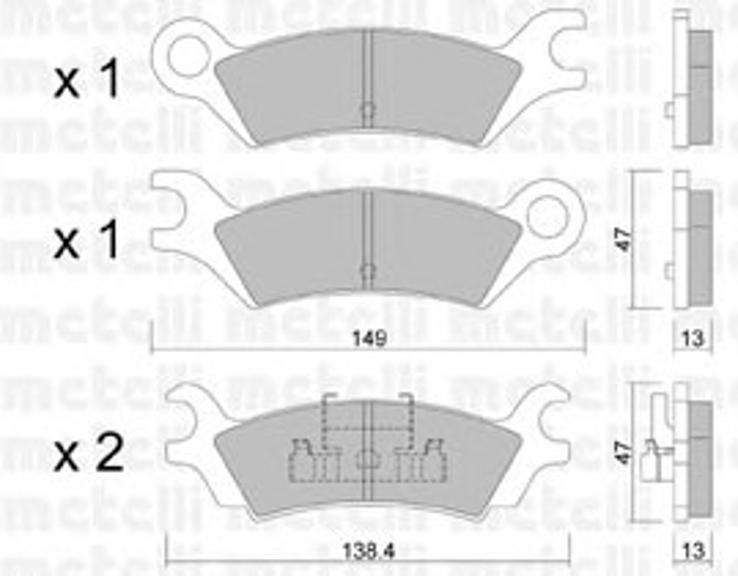 Комплект тормозных колодок дисковый тормоз METELLI 22-0470-0