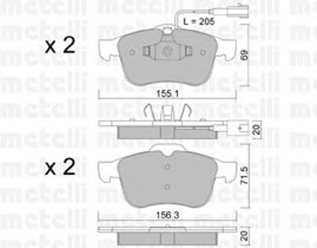 Колодки тормозные дисковые METELLI 22-0703-0