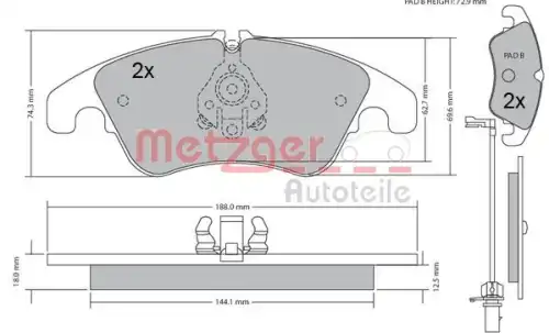 Колодки тормозные METZGER 1170127