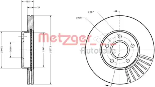 Диск тормозной METZGER 6110070