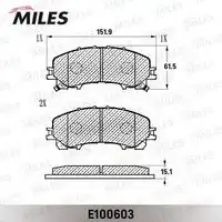 E100603 колодки тормозные передние (смесь semi-metallic) nissan x-trail (32)/infiniti q50 13- e10060 MILES E100603