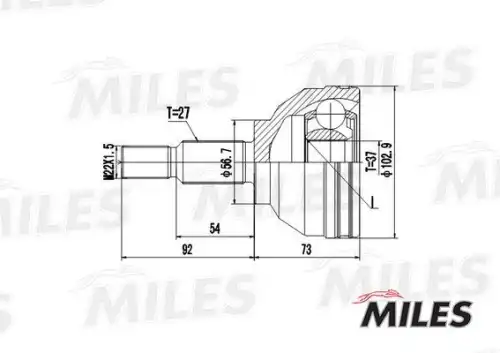 Ga20393 ga20393 шрус renault laguna/espace 2.0-2.2 02- нар. MILES GA20393