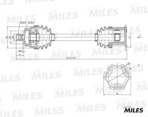 Привод в сборе audi a4 1.8-3.0 00-05 прав. (abs) gc02007 MILES GC02007