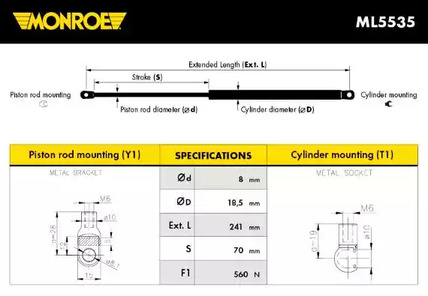 Газовая пружина заднее стекло monroe maxlift