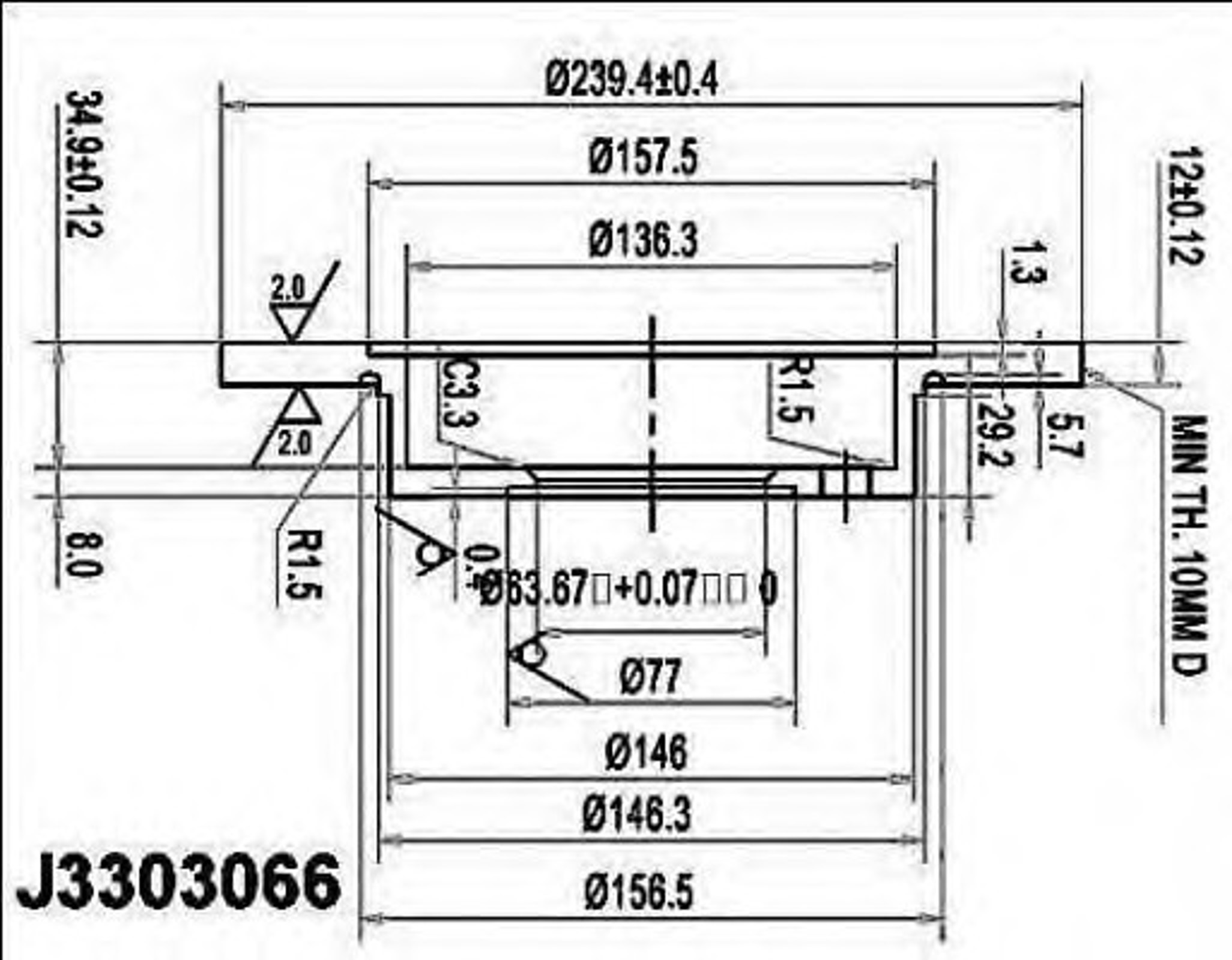 Диск тормозной NIPPARTS J3303066