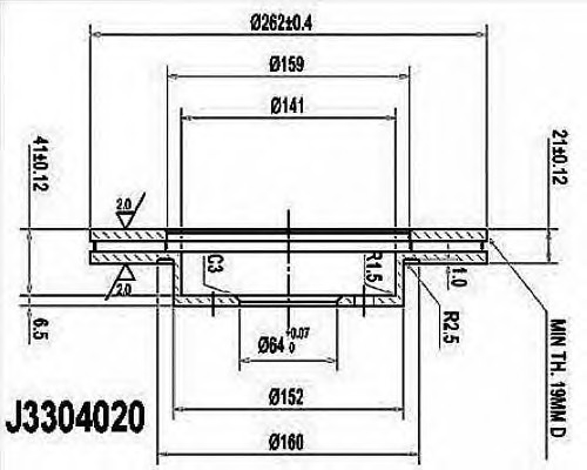 Диск тормозной NIPPARTS J3304020