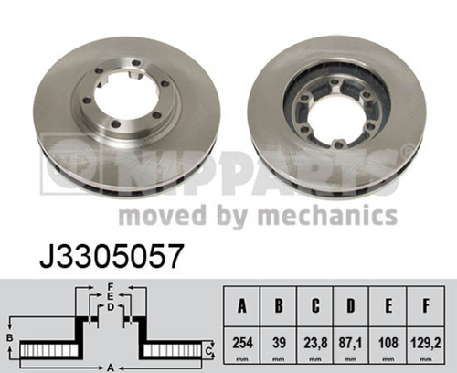 Диск тормозной передний mitsubishi l200 96- 254x24mm цена за 1 шт. к-кт 2 шт NIPPARTS J3305057