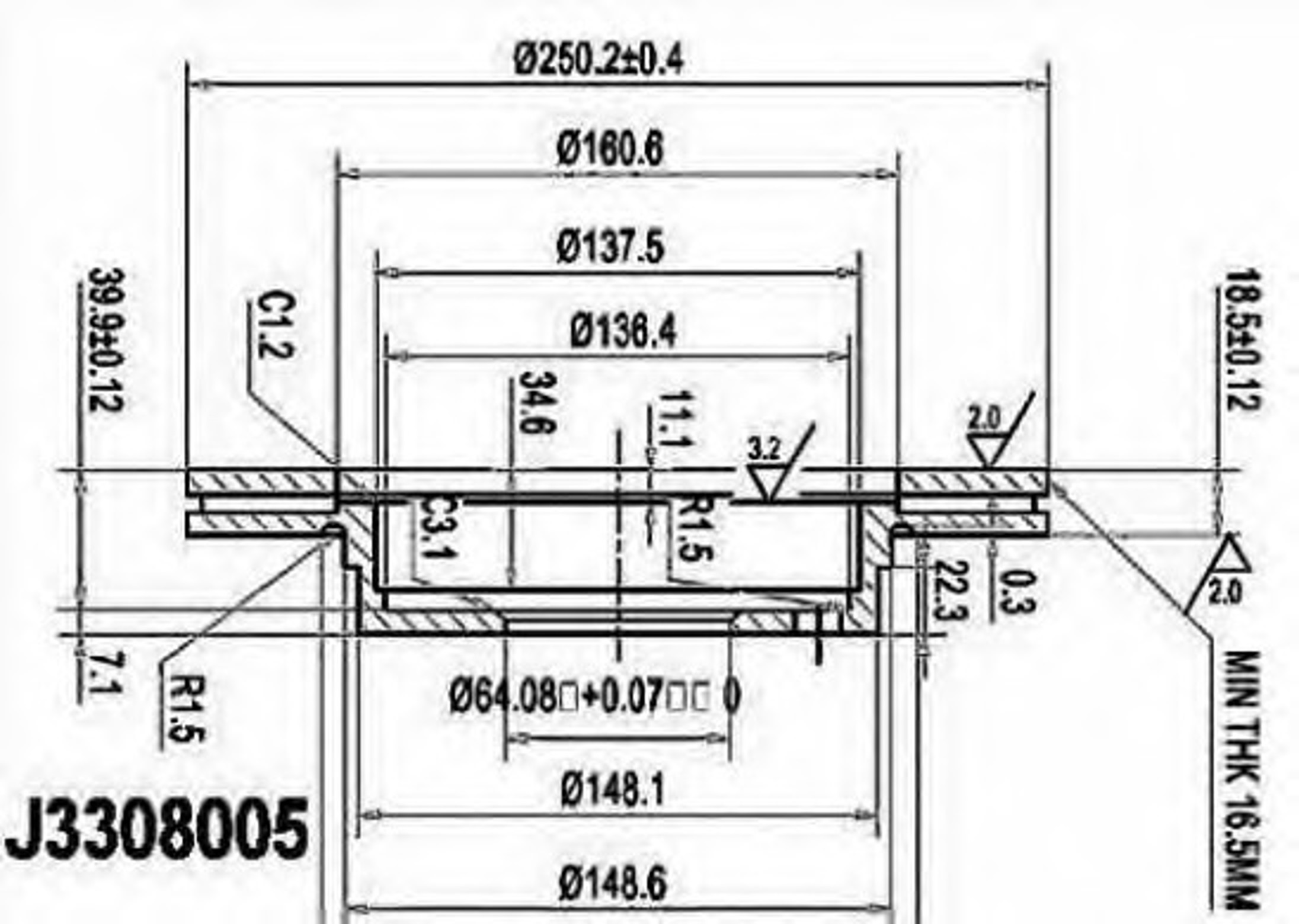 Диск тормозной NIPPARTS J3308005