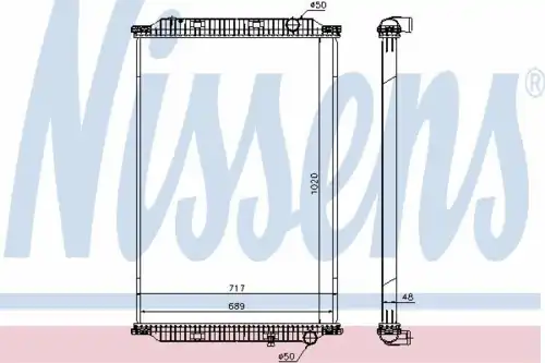 Радиатор системы охлаждения пластик/алюминий 1020x689x48 NISSENS 637780