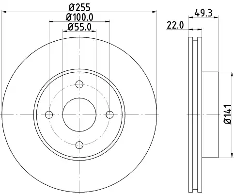 Диск тормозной с покрытием 255x22 NISSHINBO ND1044K