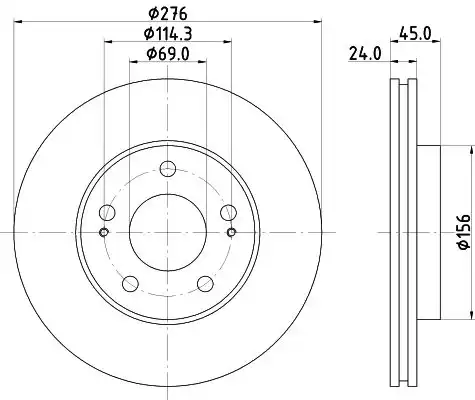 Диск тормозной с покрытием 276x24 NISSHINBO ND3046K