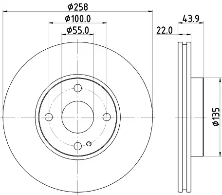 Диск тормозной с покрытием 258x22 NISSHINBO ND5028K