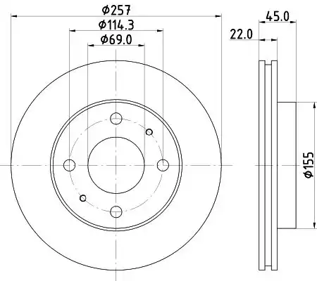 Диск тормозной с покрытием 257x22 NISSHINBO ND6034K