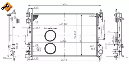Радиатор охлаждение двигателя NRF 53454