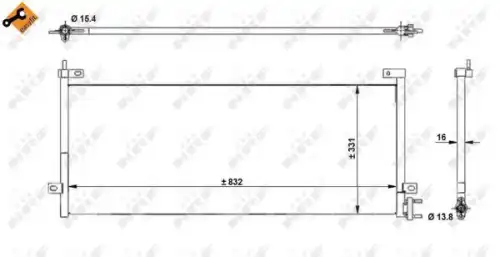 Радиатор кондиционера без осушителя 832x331x16mm NRF 350390