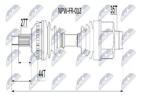 Привод в сборе ford mondeo i/ii -00 прав NTY NPW-FR-012