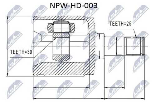 Шрус внутренний honda civic/cr-x ec/ed/eg/ee/eh 87-95 civic shuttle ee 87-97 прав NTY NPW-HD-003