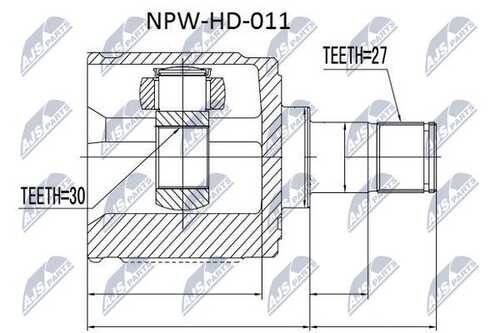 Шрус внутренний honda hr-v gh /mtm/ 98-05 civic fd/fk 06-/лев./ cr-v 04- accord usa 02- прав NTY NPW-HD-011
