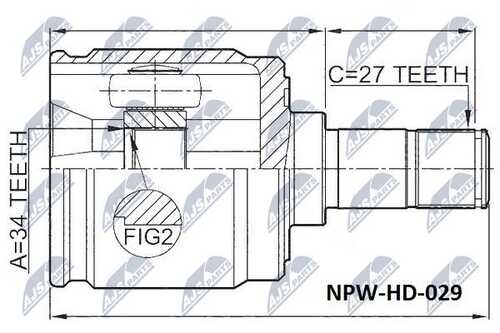 Шрус внутренний honda accord cl/cu/cw/cm 02-15 acura tsx 09-14левв NTY NPW-HD-029