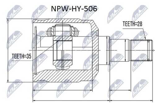 Шрус внутренний hyundai santa fe 2.2crdi 05-левв NTY NPW-HY-506
