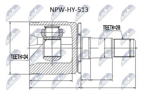 Шрус внутр. к-кт hyundai terracan 01- /left/ NTY NPW-HY-513