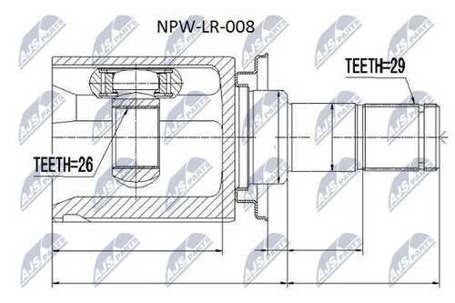 Шрус внутр. к-кт land rover discovery iii/iv 05-10- range rover sport i/ii 05-10- /left/ NTY NPW-LR-008