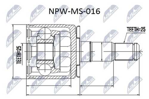 Шрус внутр. к-кт mitsubishi pajero v14w-v55w pajero sport k94w/k99w 96-06 space gear /left/ NTY NPW-MS-016
