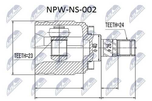 Шрус внутренний nissan sunny n14 1.6 90- almera n15 1.6 95- лев/прав NTY NPW-NS-002