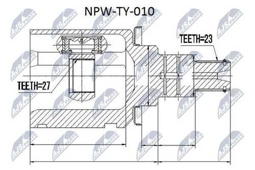 Шрус внутр. к-кт toyota rav-4 2.02.0d2.4 00-05 lexus rx300 03-08 /left/ NTY NPW-TY-010