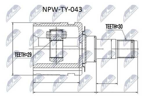Шрус внутренний toyota hi-lux ggn25/kun25/26 2.5d-4d 3.0d-4d 05-11- прав NTY NPW-TY-043