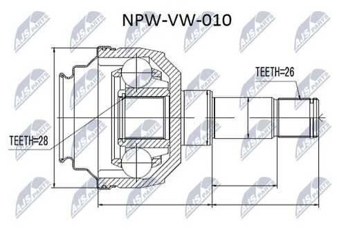 Шрус внутренний vw sharan -00 seat alhambra -00 ford galaxy -00левв NTY NPW-VW-010