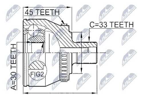 Шрус наружн. к-кт vw passat 96- (33x30x92x53 abs45) NTY NPZ-VW-008
