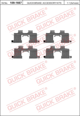 Комплект монтажный тормозных колодок QUICK BRAKE 109-1667