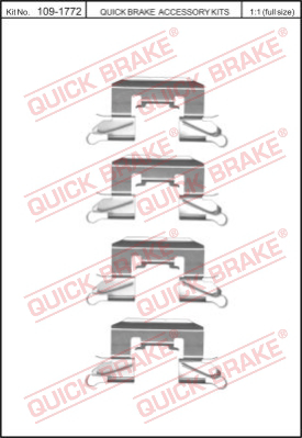 Комплект монтажный тормозных колодок QUICK BRAKE 109-1772