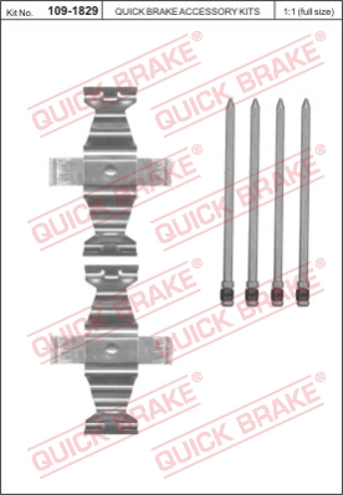 Комплект монтажный тормозных колодок QUICK BRAKE 109-1829