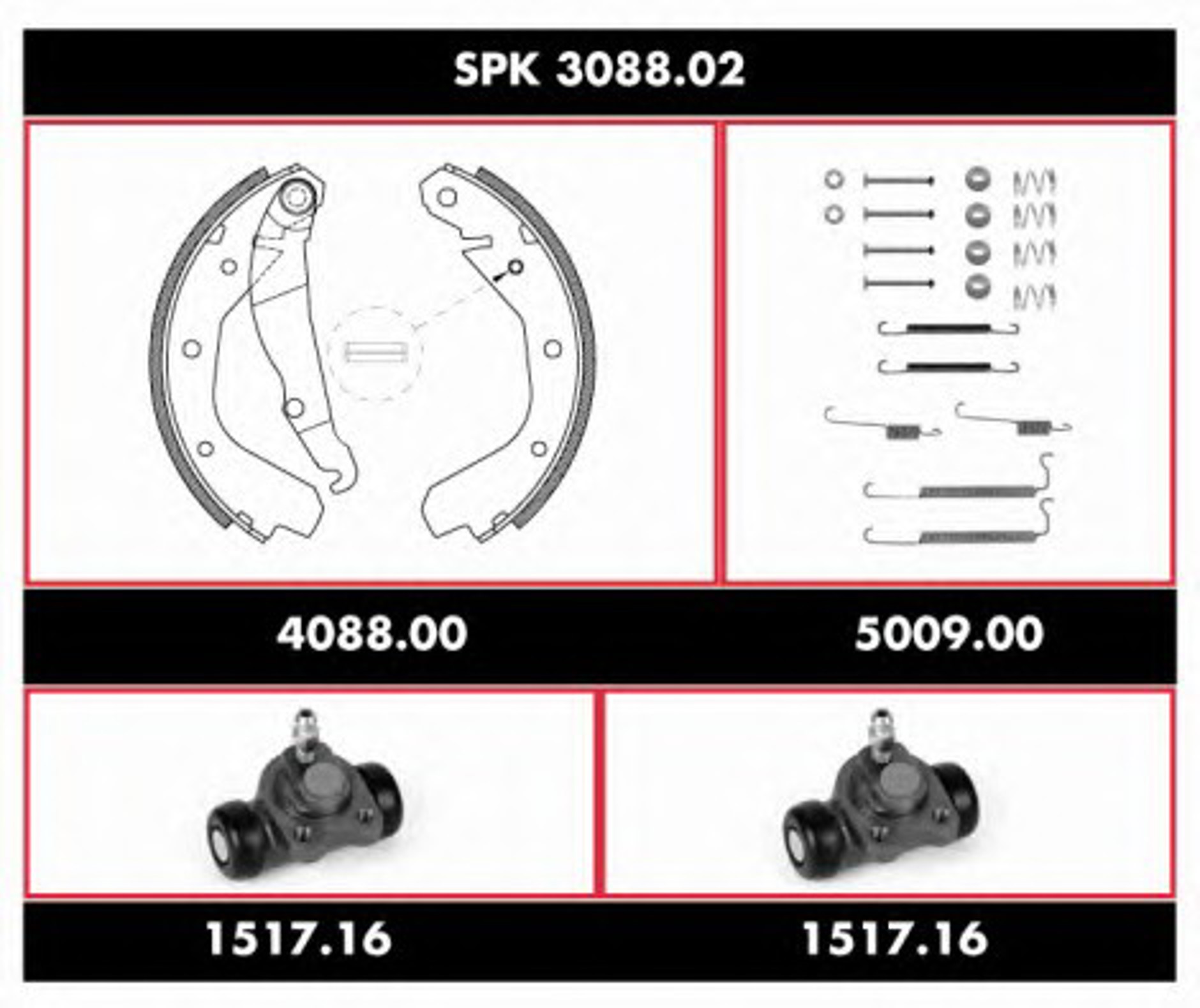 Комплект тормозов барабанный тормозной механизм REMSA SPK 3088.02