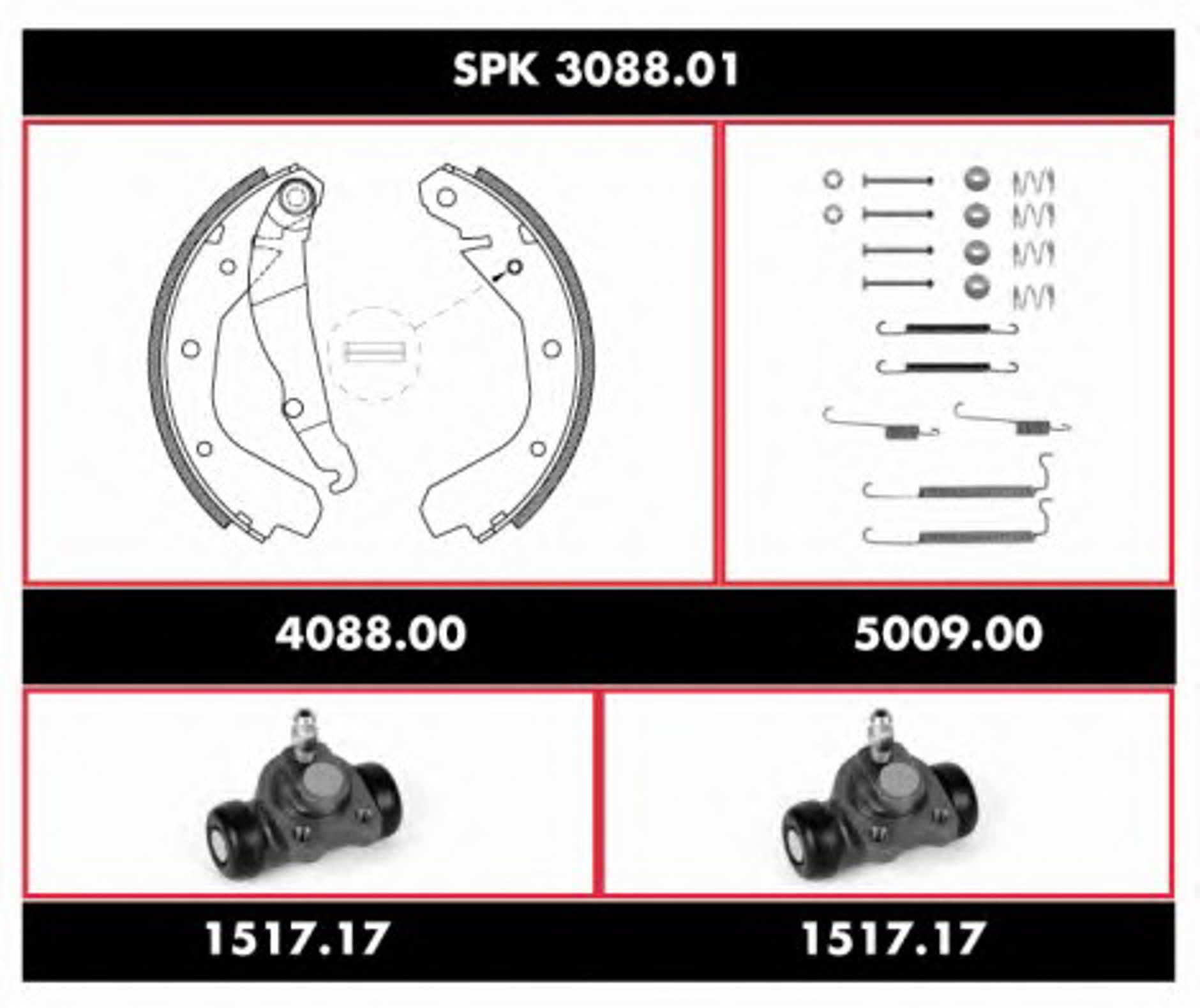Комплект тормозов барабанный тормозной механизм ROADHOUSE SPK 3088.01