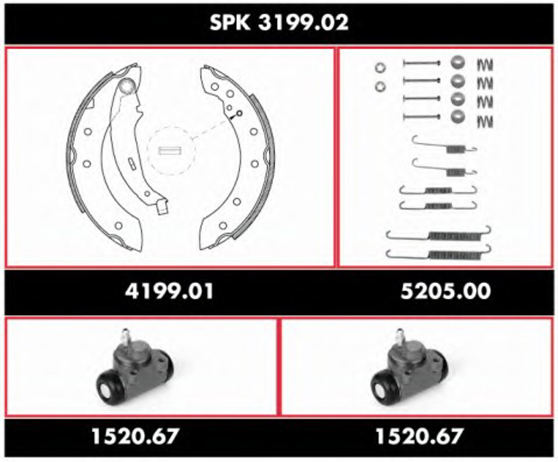 Комплект тормозов барабанный тормозной механизм ROADHOUSE SPK 3199.02