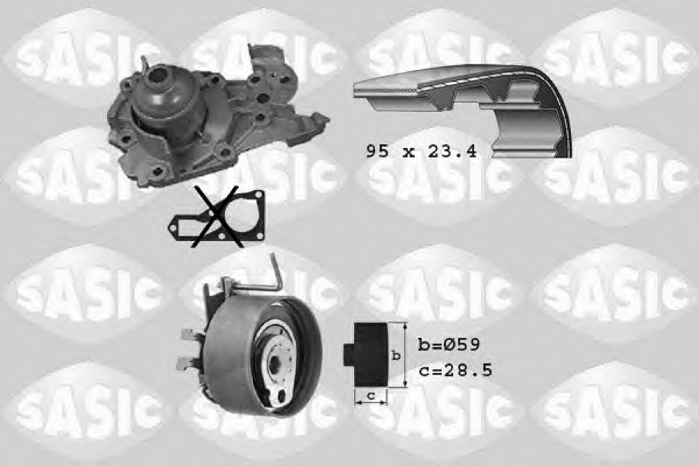 Водяной насос + комплект зубчатого ремня SASIC 3904010