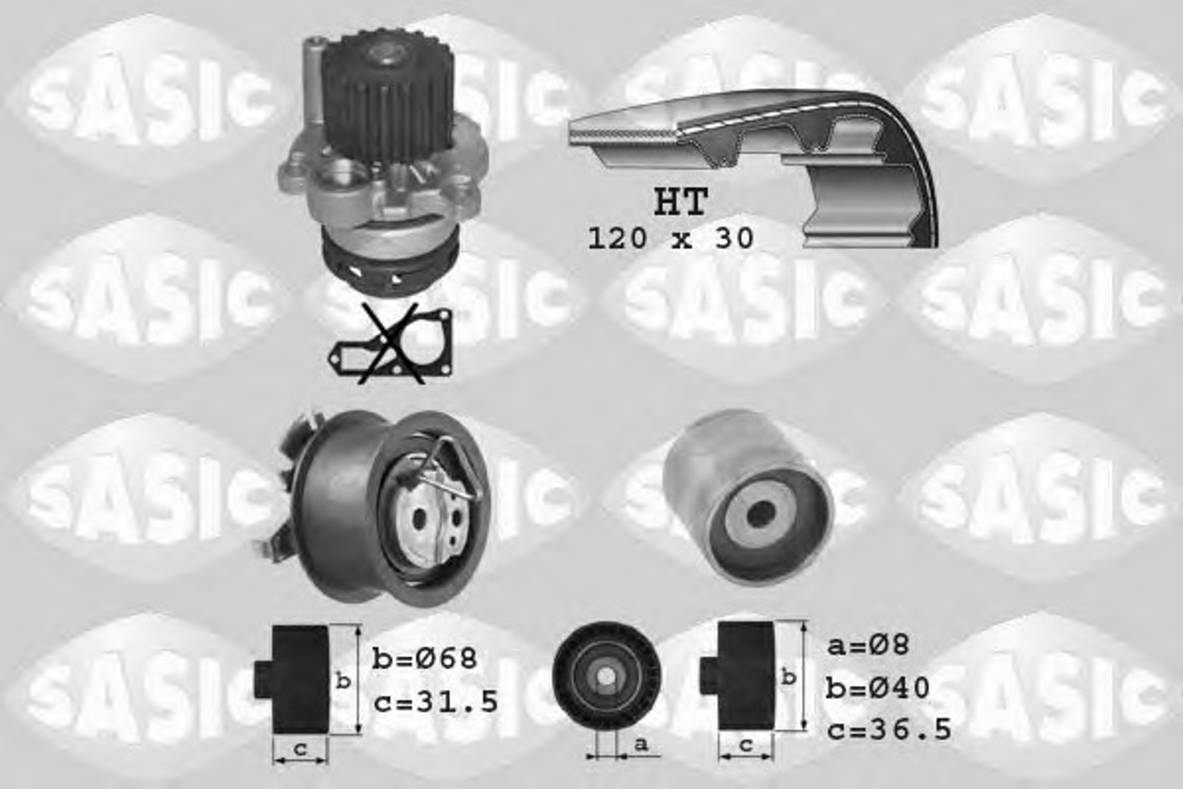 Водяной насос + комплект зубчатого ремня SASIC 3906009