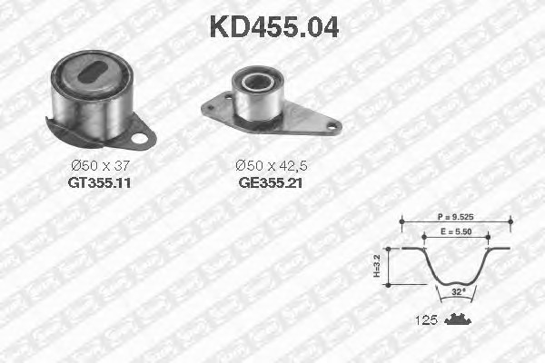 Комплект ремня грм SNR KD455.04