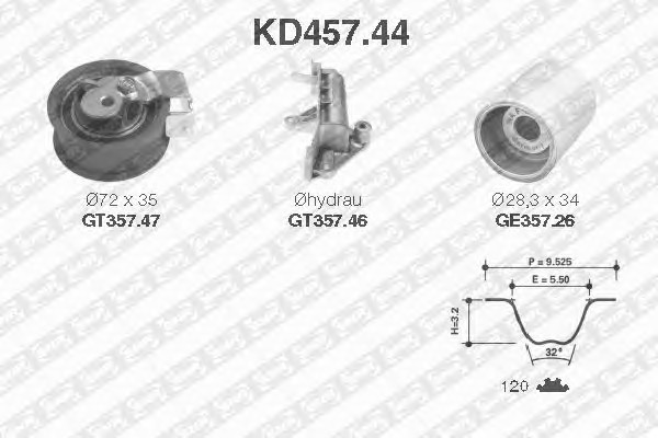 Комплект ремня грм SNR KD457.44