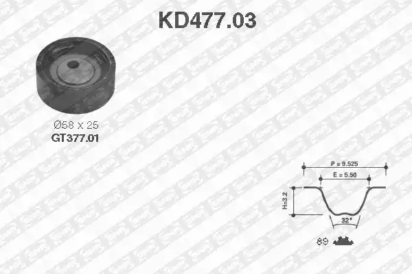 Комплект ремня грм SNR KD477.03