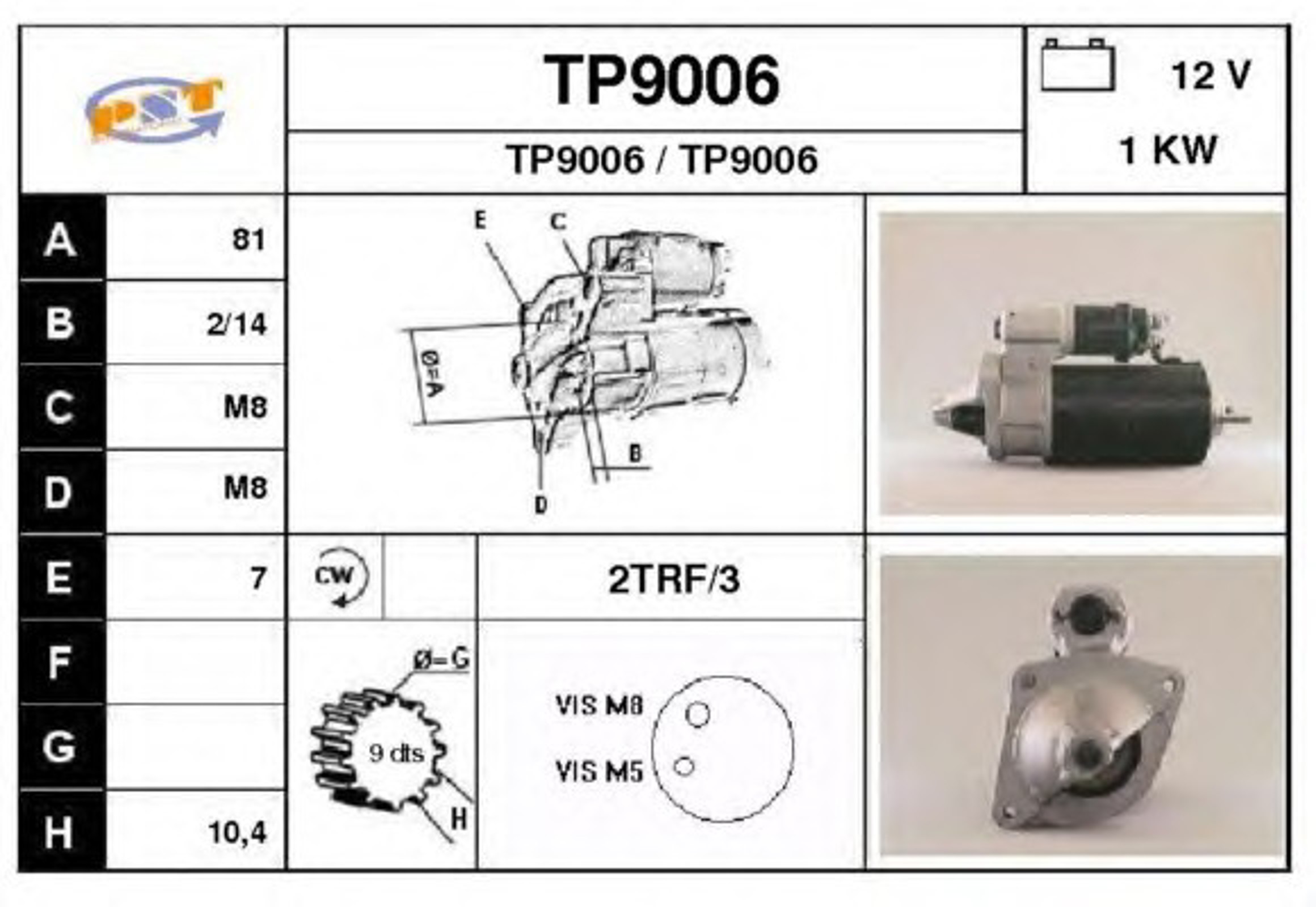 Стартер SNRA TP9006