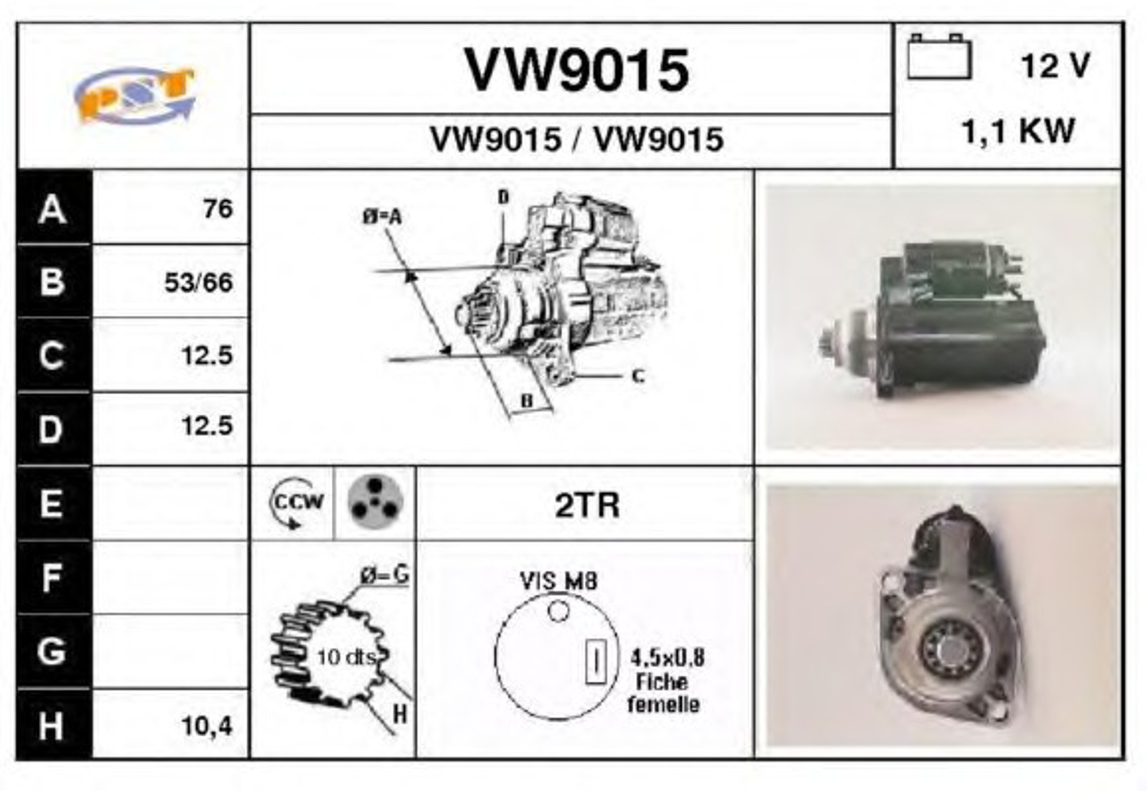 Стартер SNRA VW9015