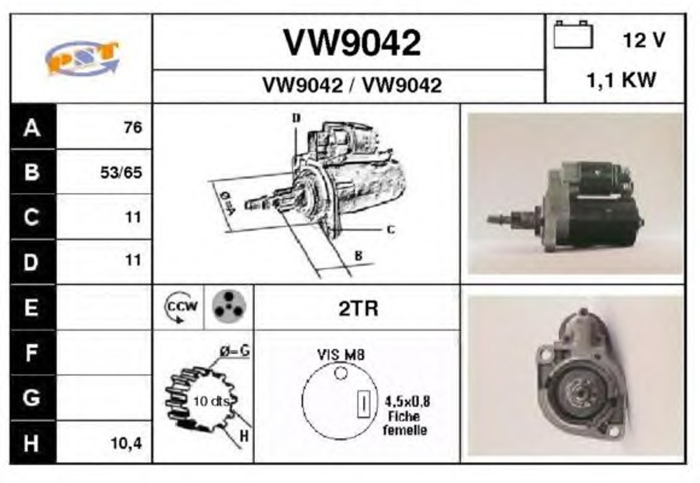 Стартер SNRA VW9042